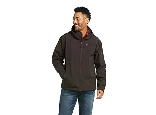 Ariat Vernon Hooded Softshell Water Resistant Jacket, Stretch Softshell, Contrast Trims, Zip Pockets