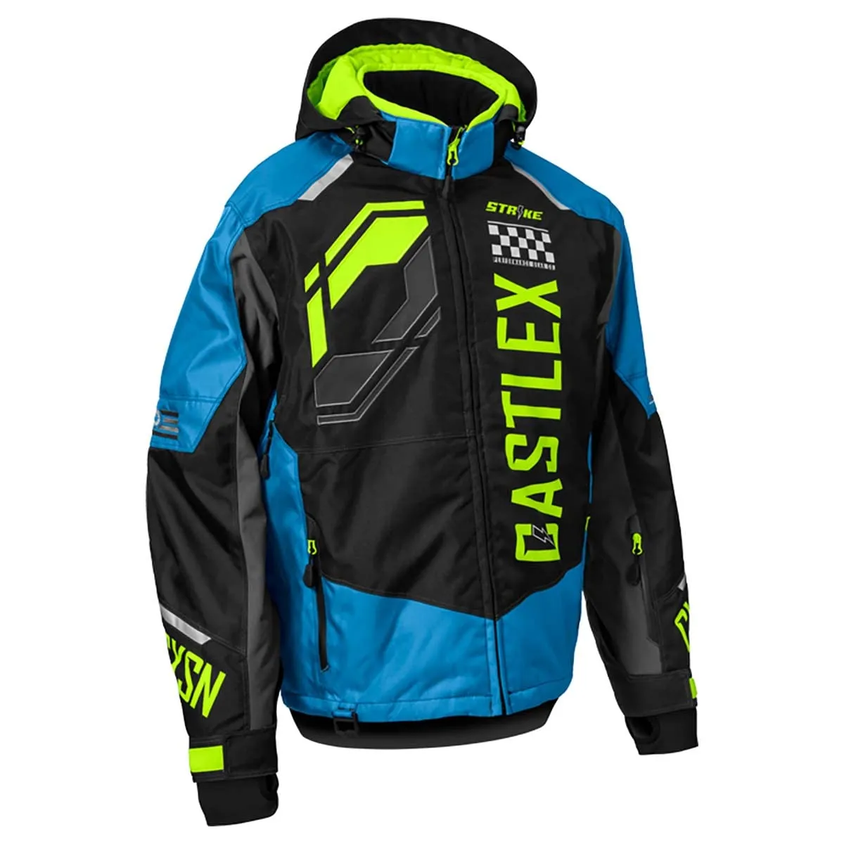 Castle X Men's Strike G5 Jacket - Medium, Process Blue/Black/Hi-Vis, Insulated, Reflective, Waterproof