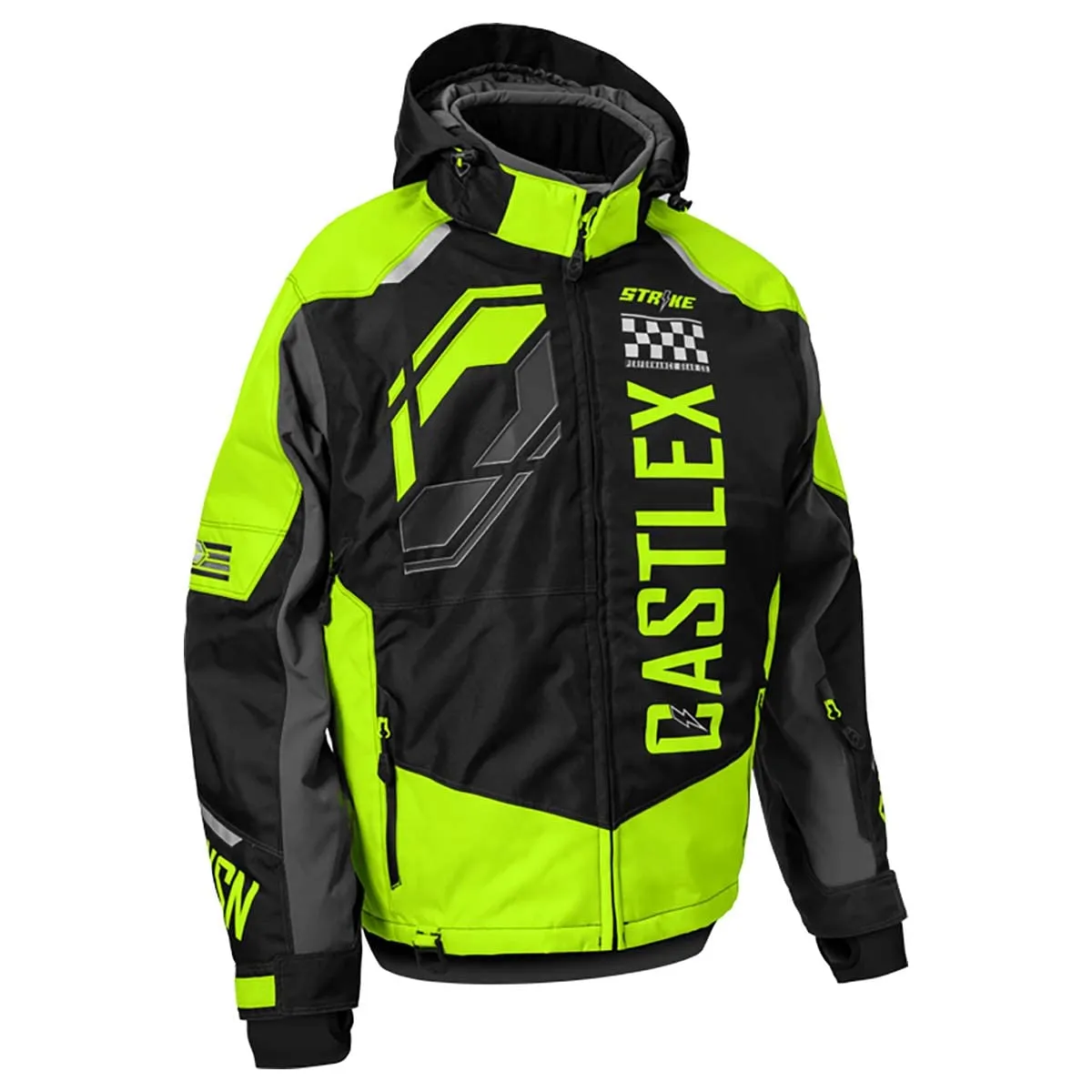 Castle X Men's Strike G5 Jacket Hi-Vis/Black/Charcoal Medium with Critical Seams and Vents