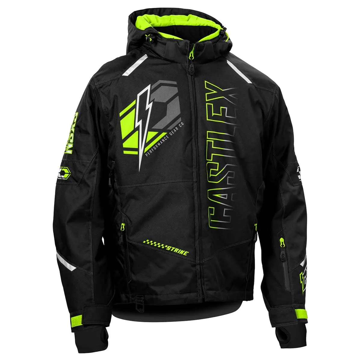 Castle X Men's Strike G6 Snowmobile Jacket - Black/Hi-Vis - X-Large, Waterproof Insulation