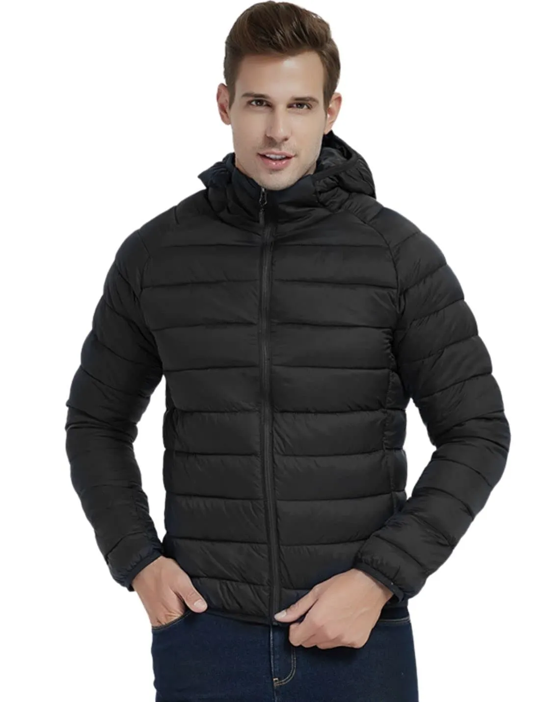 Kinkia Men's X-Small Lightweight Puffer Jacket - Ultra Soft, Warm, Waterproof Hooded Coat