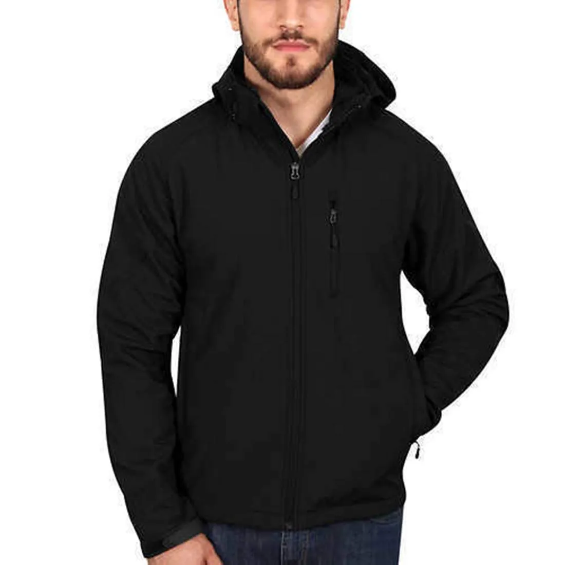 Kirkland Signature Men's Sherpa Lined Softshell Jacket - Small, Water-Resistant, Detachable Hood