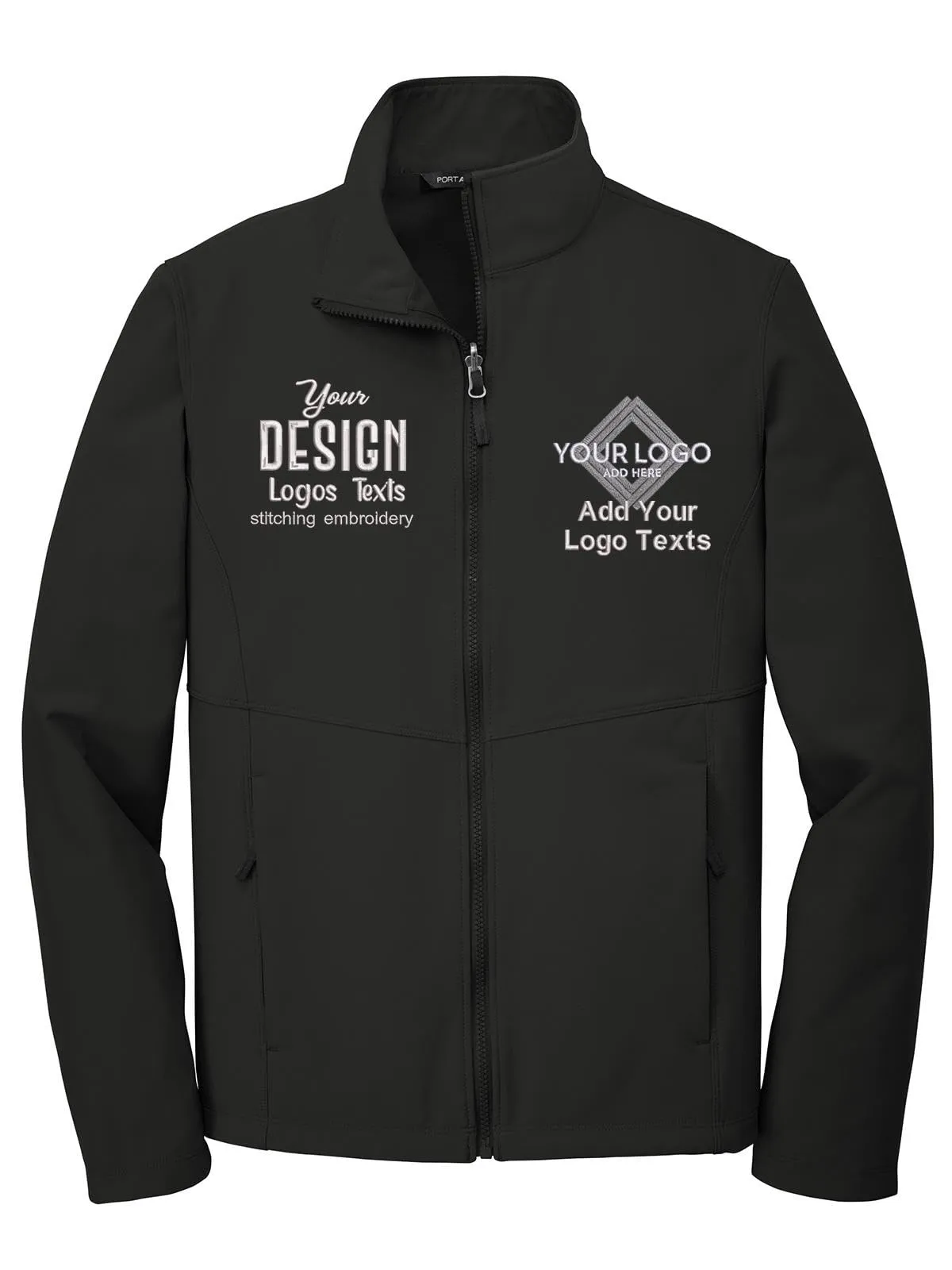 Men J901 Custom Embroidery Soft Shell Zip Up Jackets - X-Small, Water-Resistant, Polyester