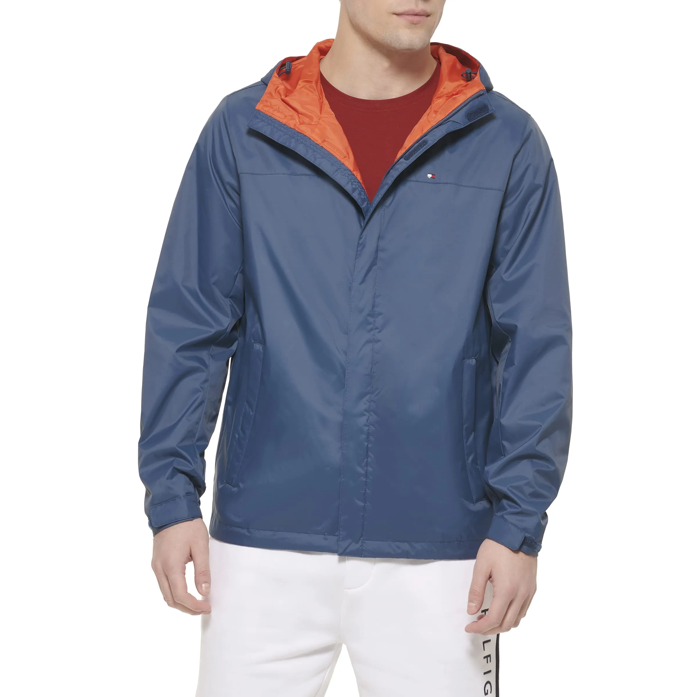 Men's 2X Tommy Hilfiger Lightweight Waterproof Hooded Rain Jacket - Stylish & Breathable Design