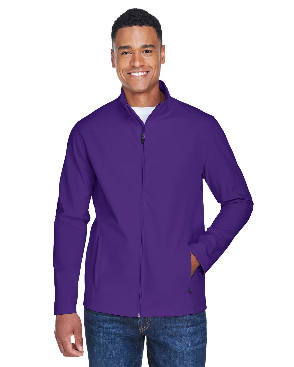 Men's 4XL Purple Soft Shell Jacket - Windproof & Waterproof, Breathable, Zippered Pockets