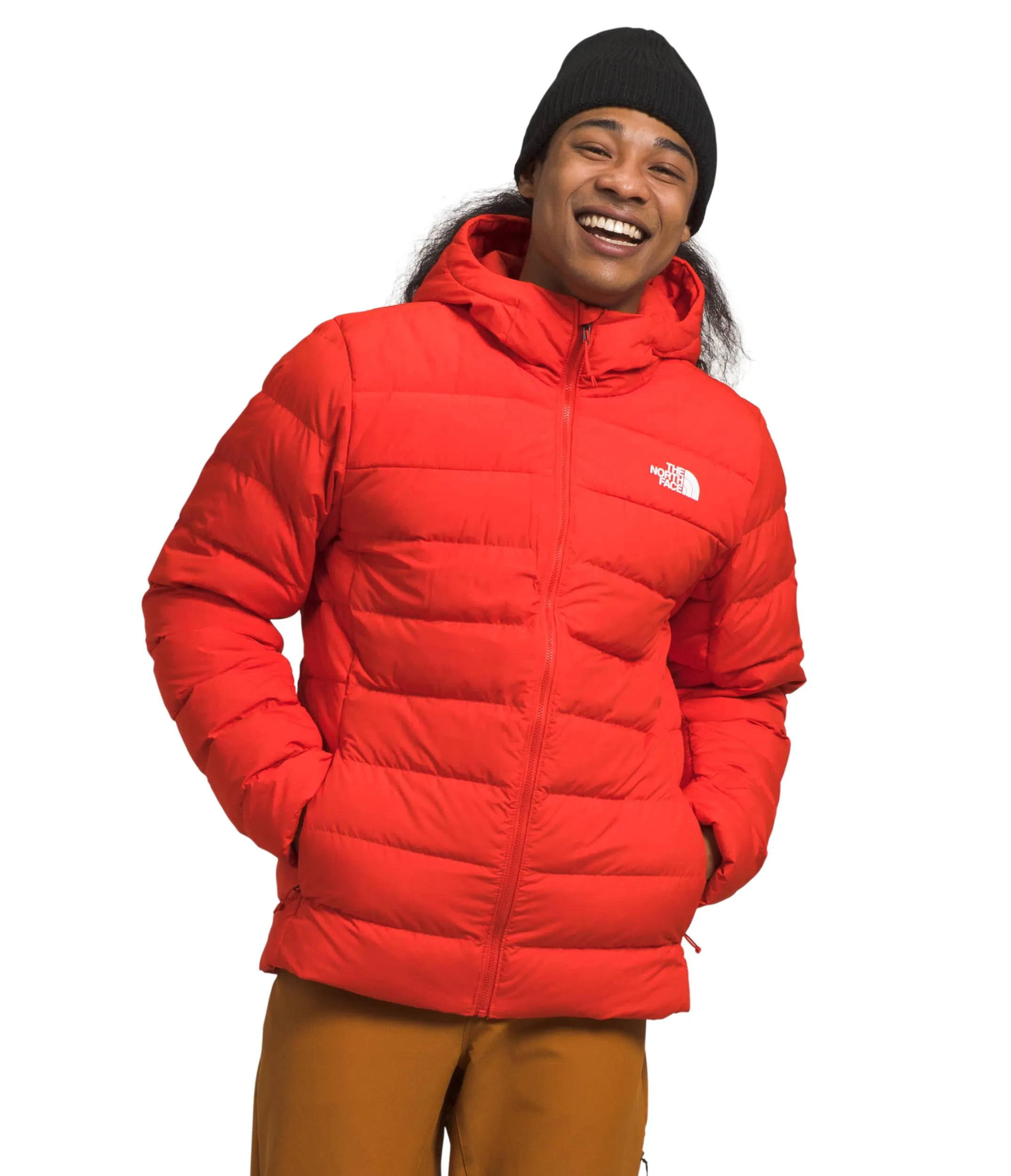 Men's Aconcagua Insulated Hooded Jacket, Fiery Red, Large, Standard Fit, 100% Recycled Material