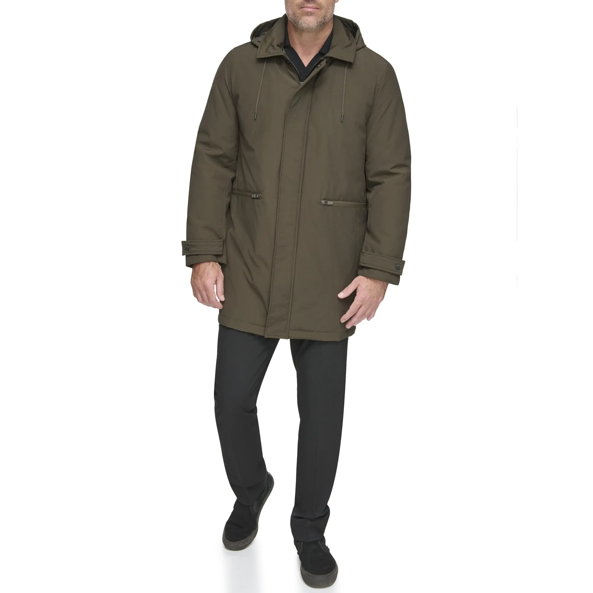 Men's Andrew Marc Rain Jacket - Small, Water-Resistant, Removable Hood, Versatile Mac Style