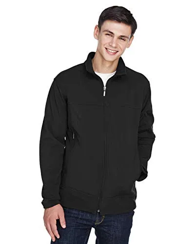 Men's Black Three-Layer Fleece Bonded Soft Shell Jacket - Waterproof, Breathable, Performance