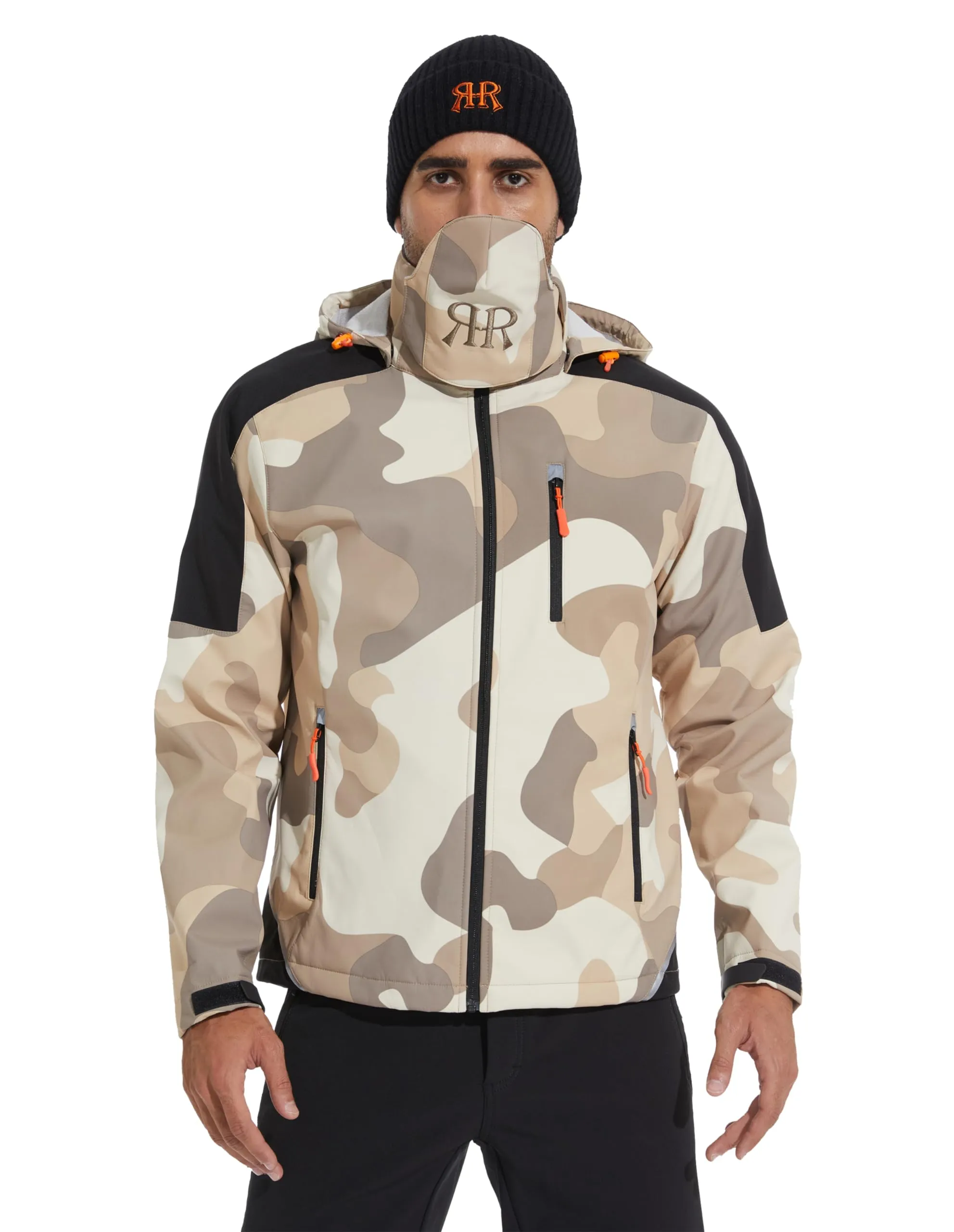 Men's Camo Tactical Softshell Jacket - Waterproof Windproof Fleece Lined Winter Coat Small