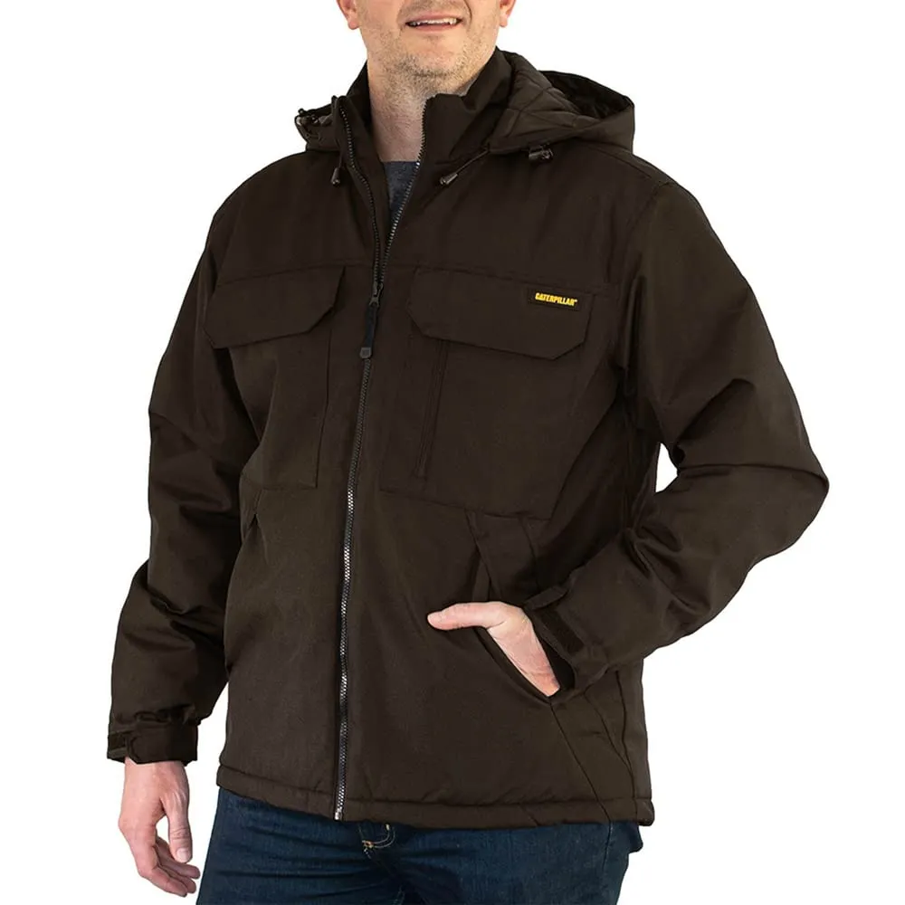 Men's CAT Cascade Jacket Medium - 100% Polyester Shell, Insulated Sleeves, Adjustable Hood