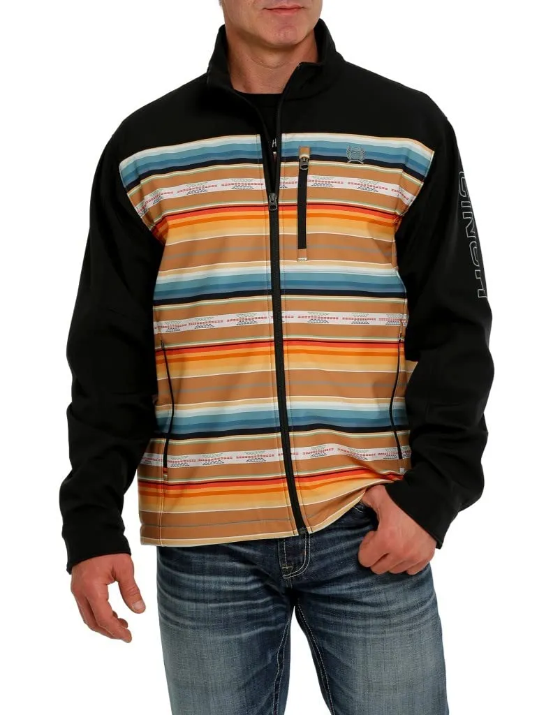 Men's Cinch Multi Southwestern Logo Softshell Jacket - Large, Long Sleeves, Stand-Up Collar