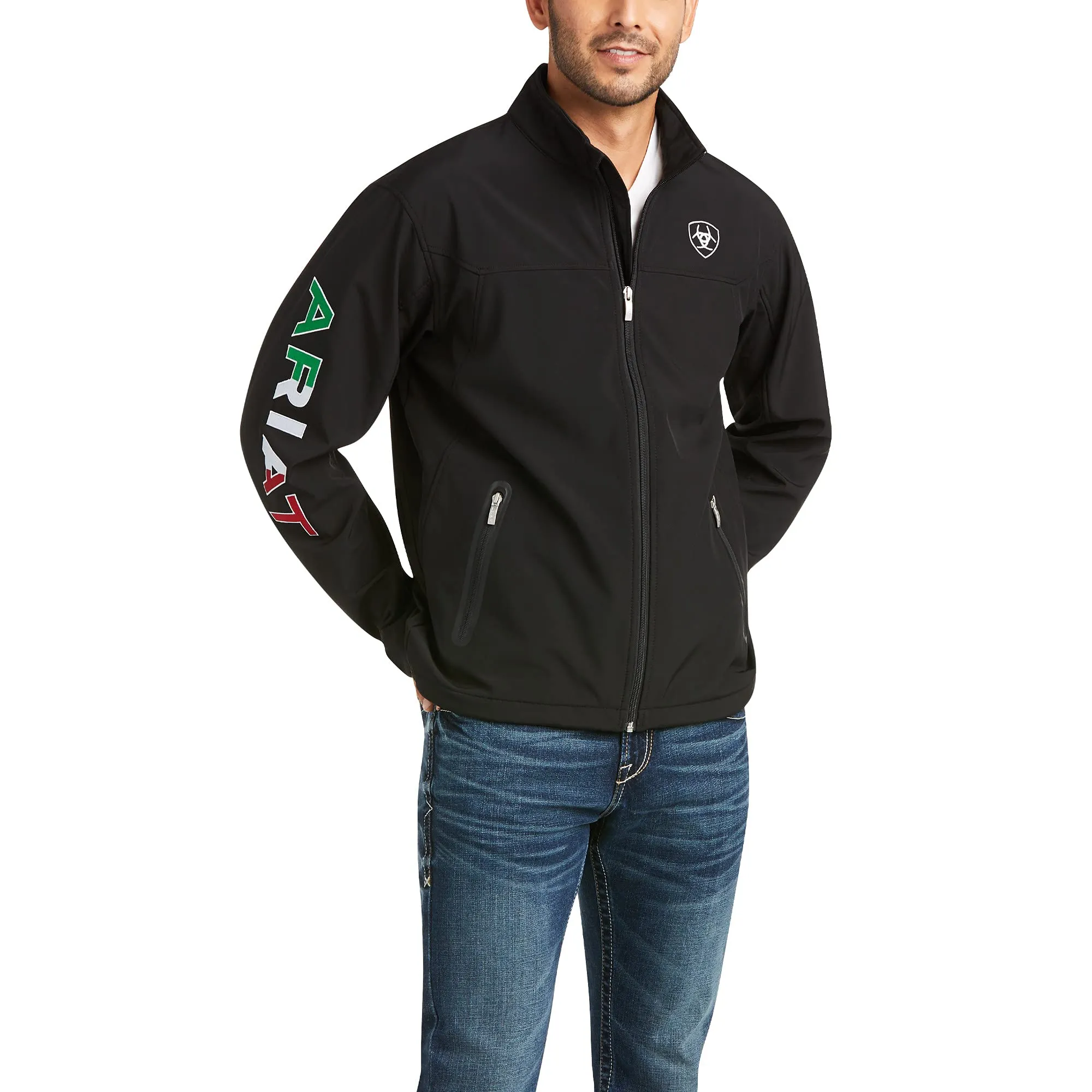 Mens Classic Team Softshell Mexico Jacket - X-Small, Wind & Water-Resistant, AriatTek Cold Series