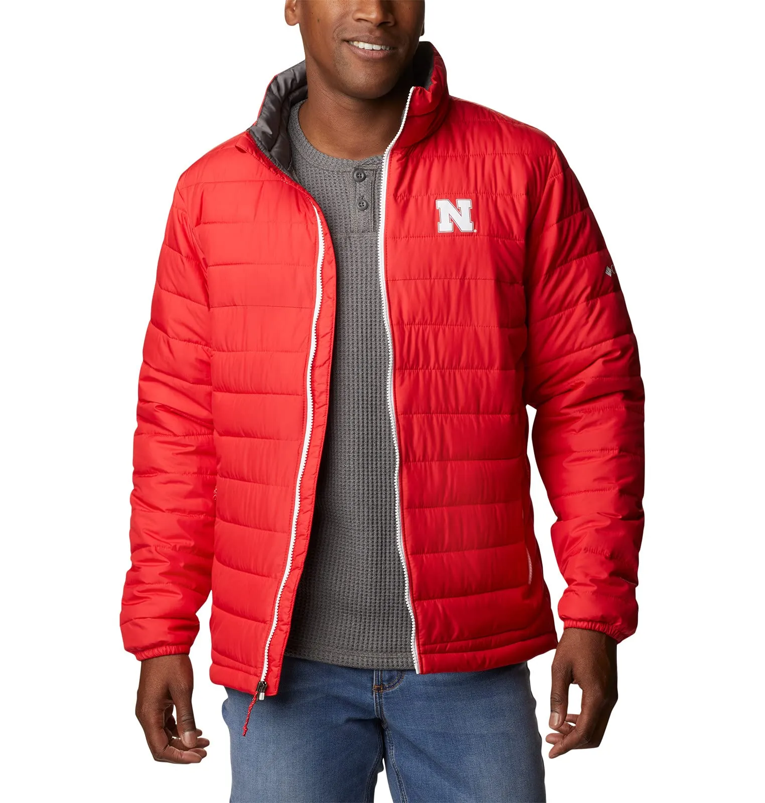 Men's Collegiate Powder Lite Jacket, Bright Red, Medium - Water Resistant, Omni-Heat Insulation