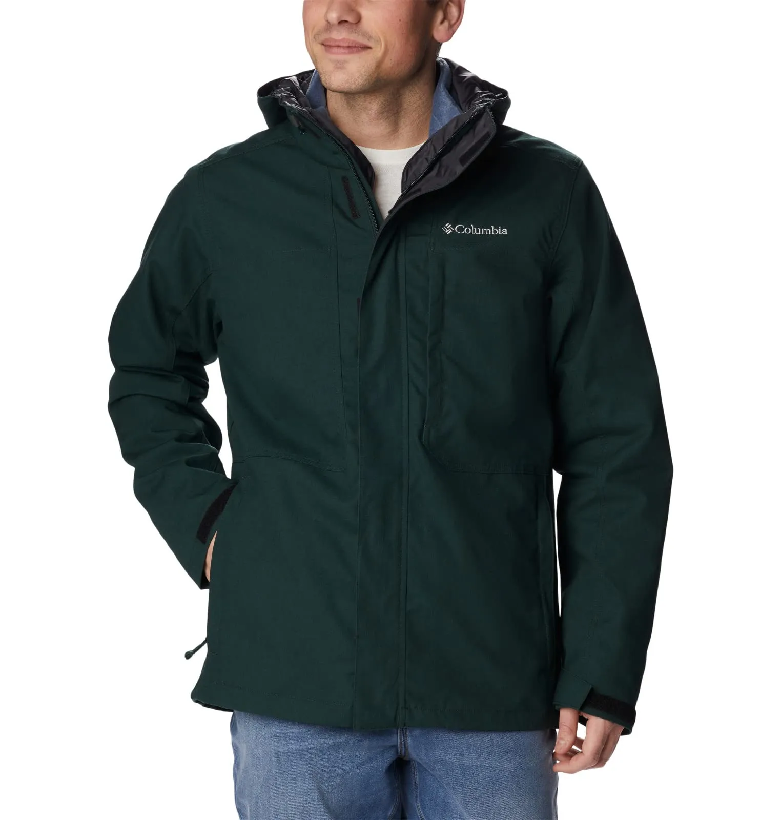 Men's Columbia Loma Vista Interchange Jacket, Spruce, Medium - 3-in-1 Weather-Resistant Layering