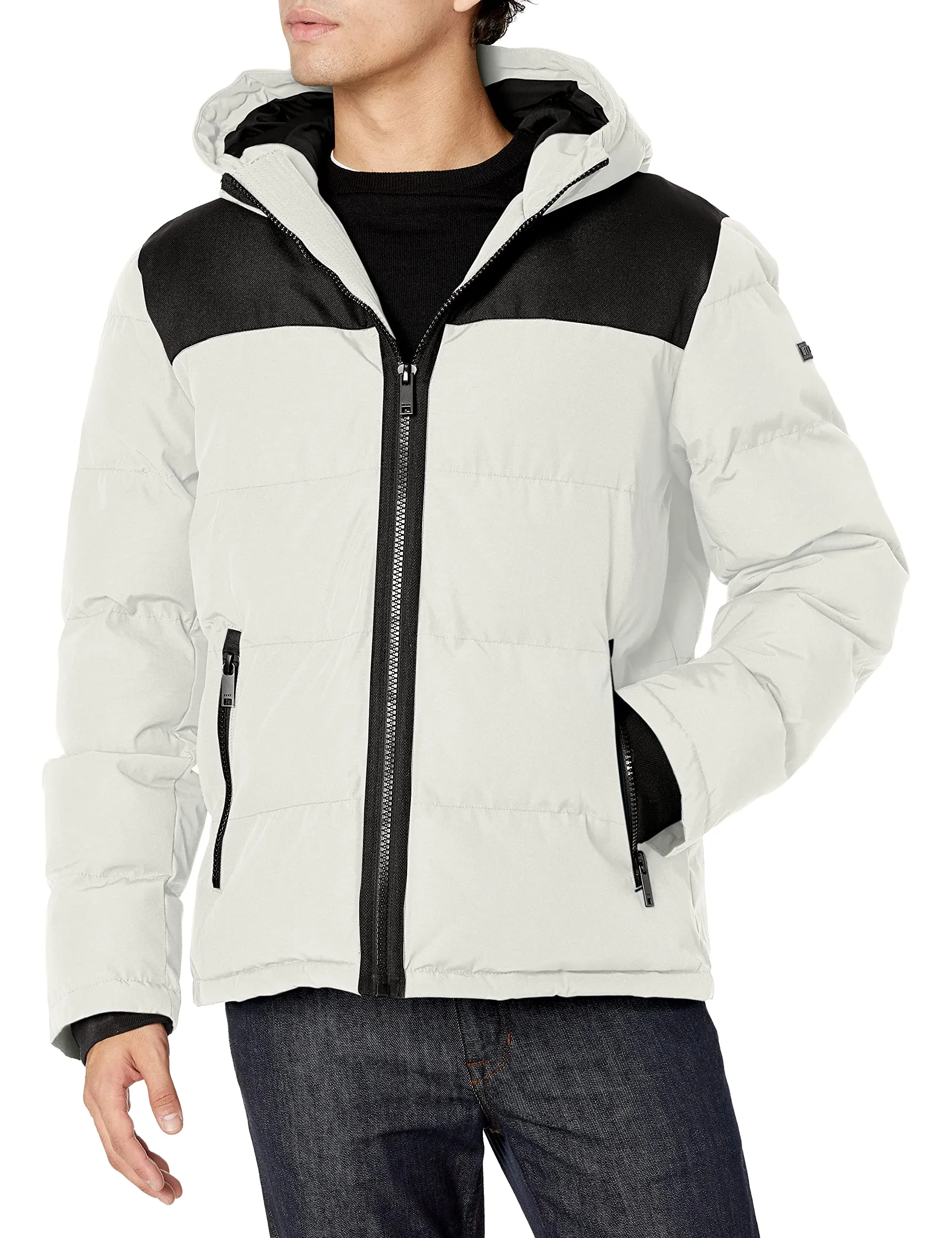 Men's DKNY Hooded Puffer Jacket, XX-Large, Water Resistant, Quilted, Down Alternative Insulation