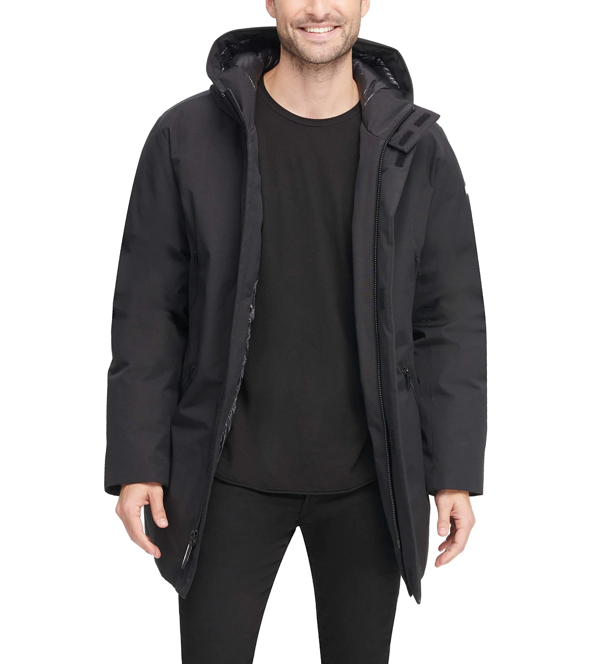 Men's DKNY Water Resistant Hooded Parka Jacket - Small, Quilted Lining, Stylish & Warm