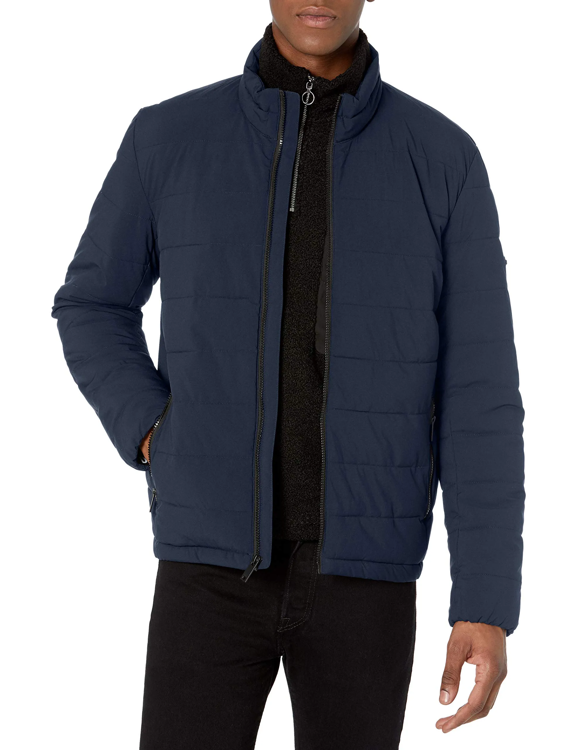 Men's DKNY X-Large Quilted Stand Collar Puffer Jacket with Down Alternative Insulation