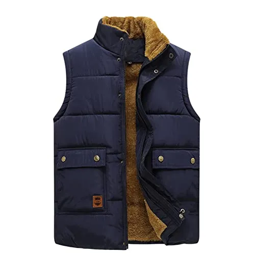 Men's Down Coats Winter Puffer Vest Sleeveless Jackets M-4XL Lightweight Black Outdoor