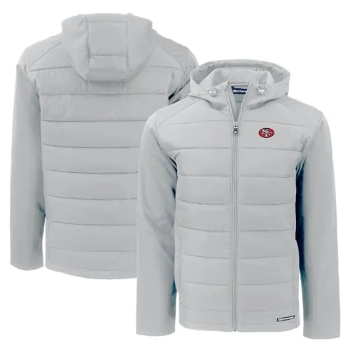 Men's Gray San Francisco 49ers Throwback Hybrid Eco Softshell Full-Zip Hoodie Jacket