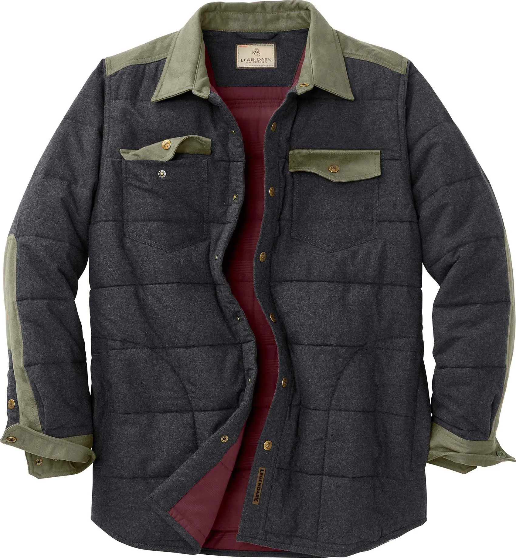 Men's High Caliber Quilted Shirt Jacket - Charcoal Heather, X-Large, Insulated Comfort