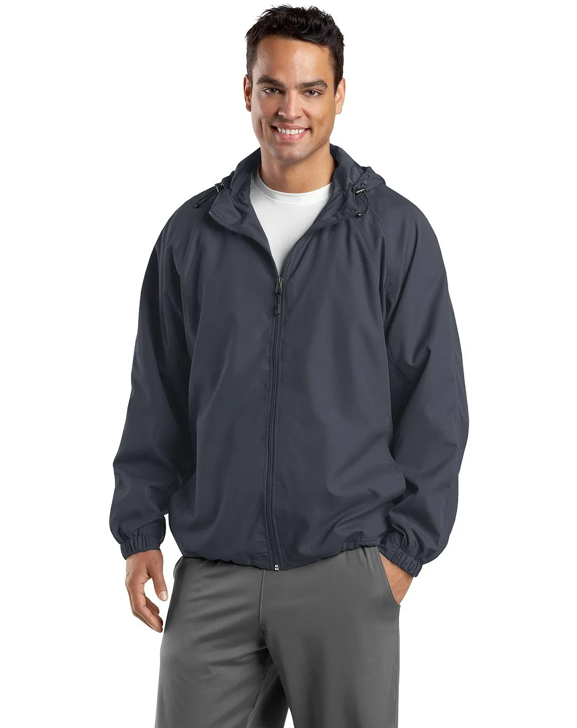 Men's Hooded Raglan Jacket XS Graphite Grey - Water-Repellent, Stylish, Comfortable Fit