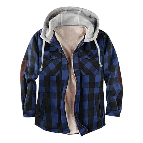 Mens Hoodless Long Sleeve Plaid Coat Jacket - Large KIRKLAND Autumn Leisure Style