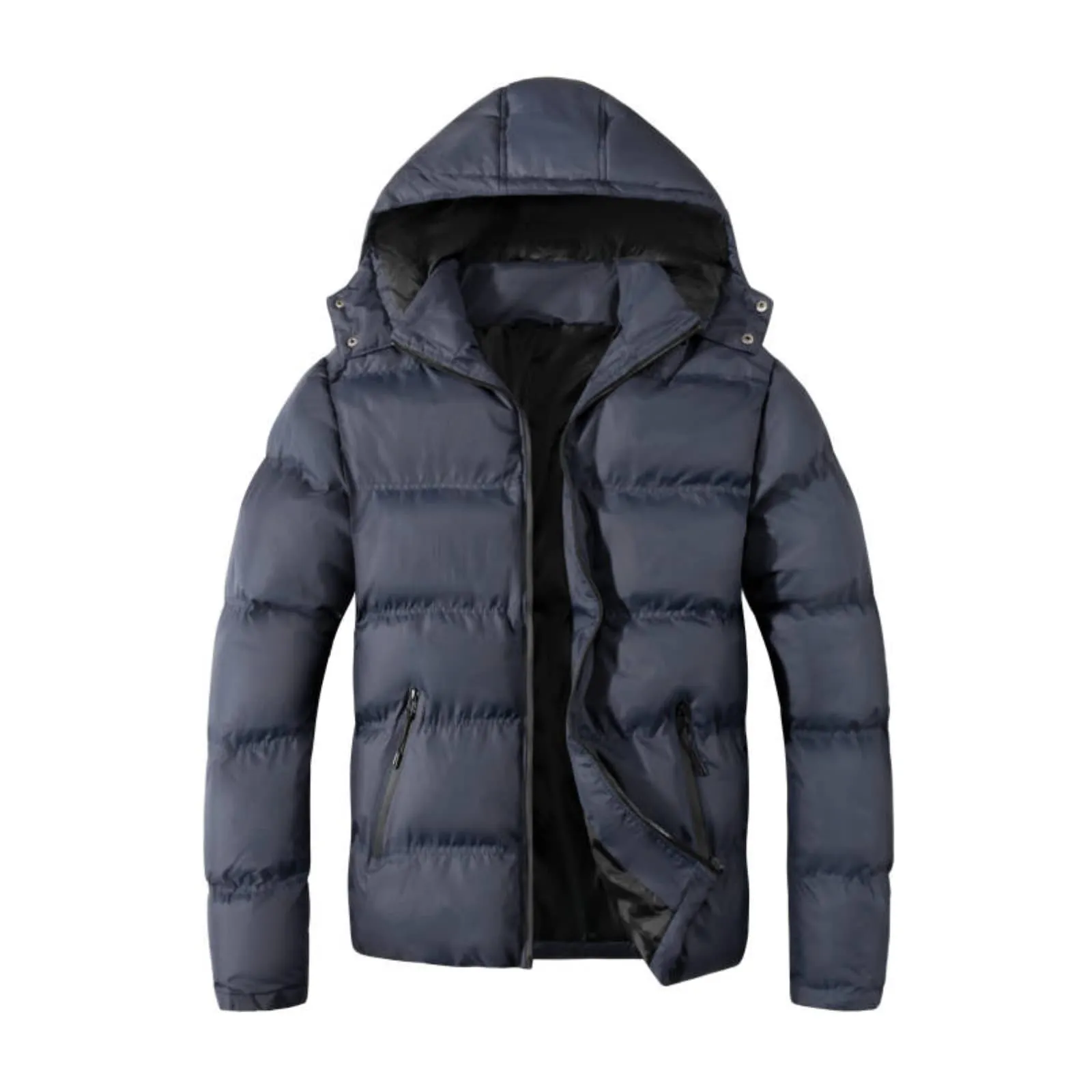 Mens Insulated Puffer Jacket Small Water-Resistant Winter Coat with Hood by MYJAJAYI