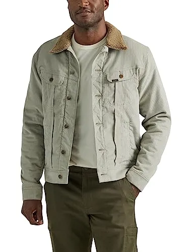 Men's Legendary Classic Rider Jacket, Sherpa-Lined Salina Stone, Collared Neck, Standard Length