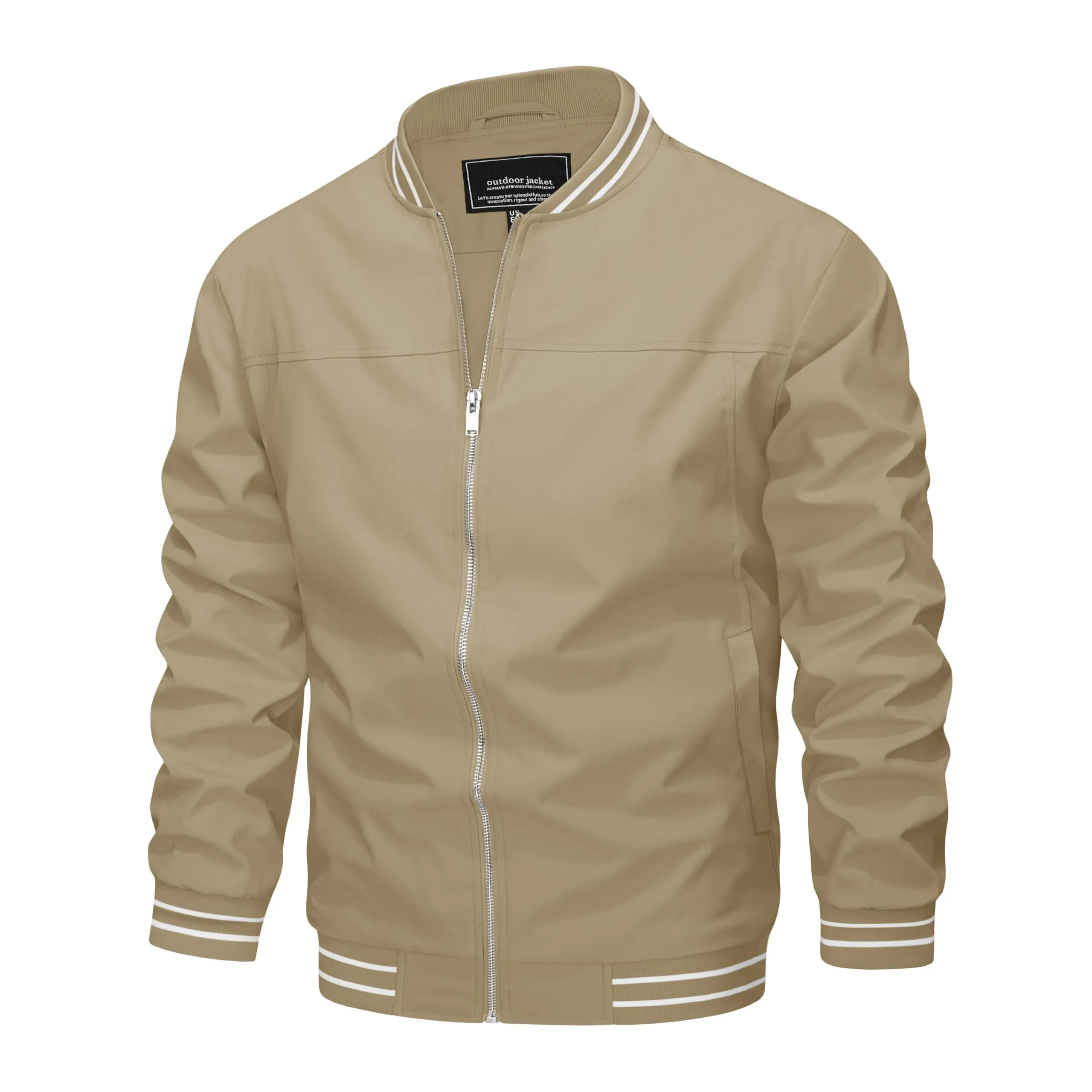 Men's Lightweight Bomber Jacket - Varsity Flight Jacket, Water Resistant, Spring Autumn, Small