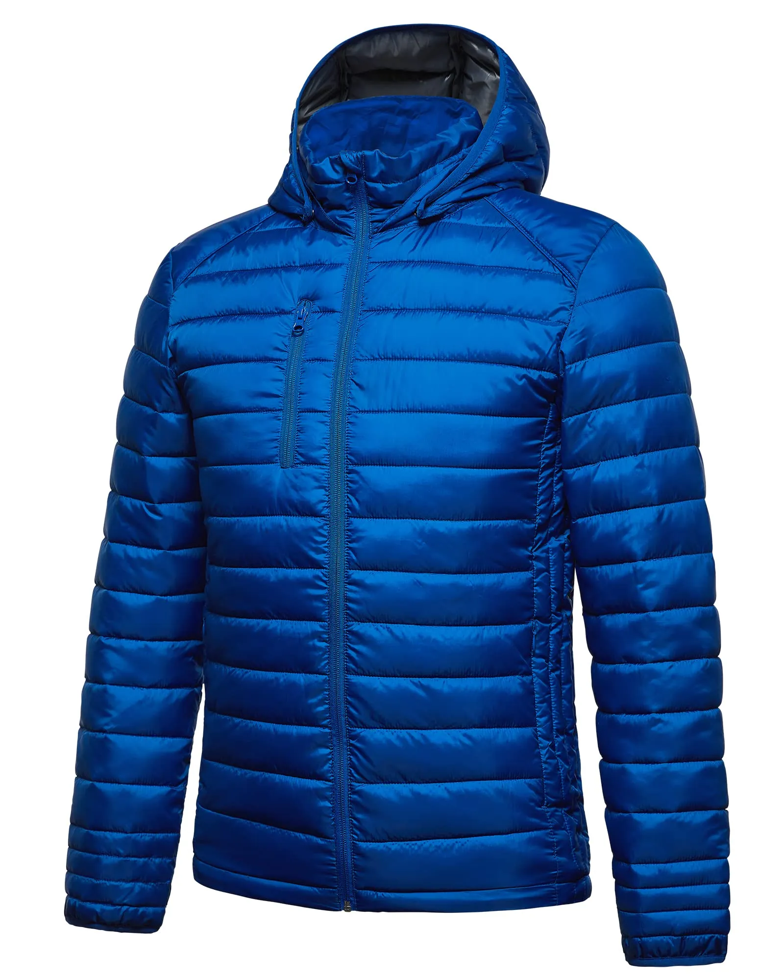 Mens Lightweight Packable Down Alternative Jacket with Detachable Hood, Large, Quilted Design