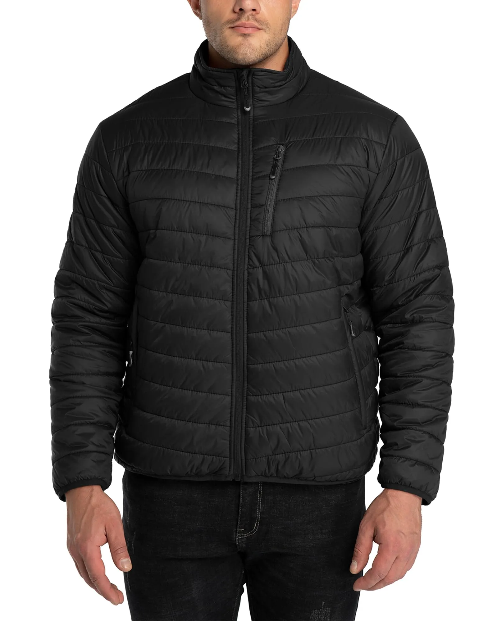 Men's Lightweight Packable Puffer Jacket - Medium, Windproof, Water-Resistant, 33,000ft