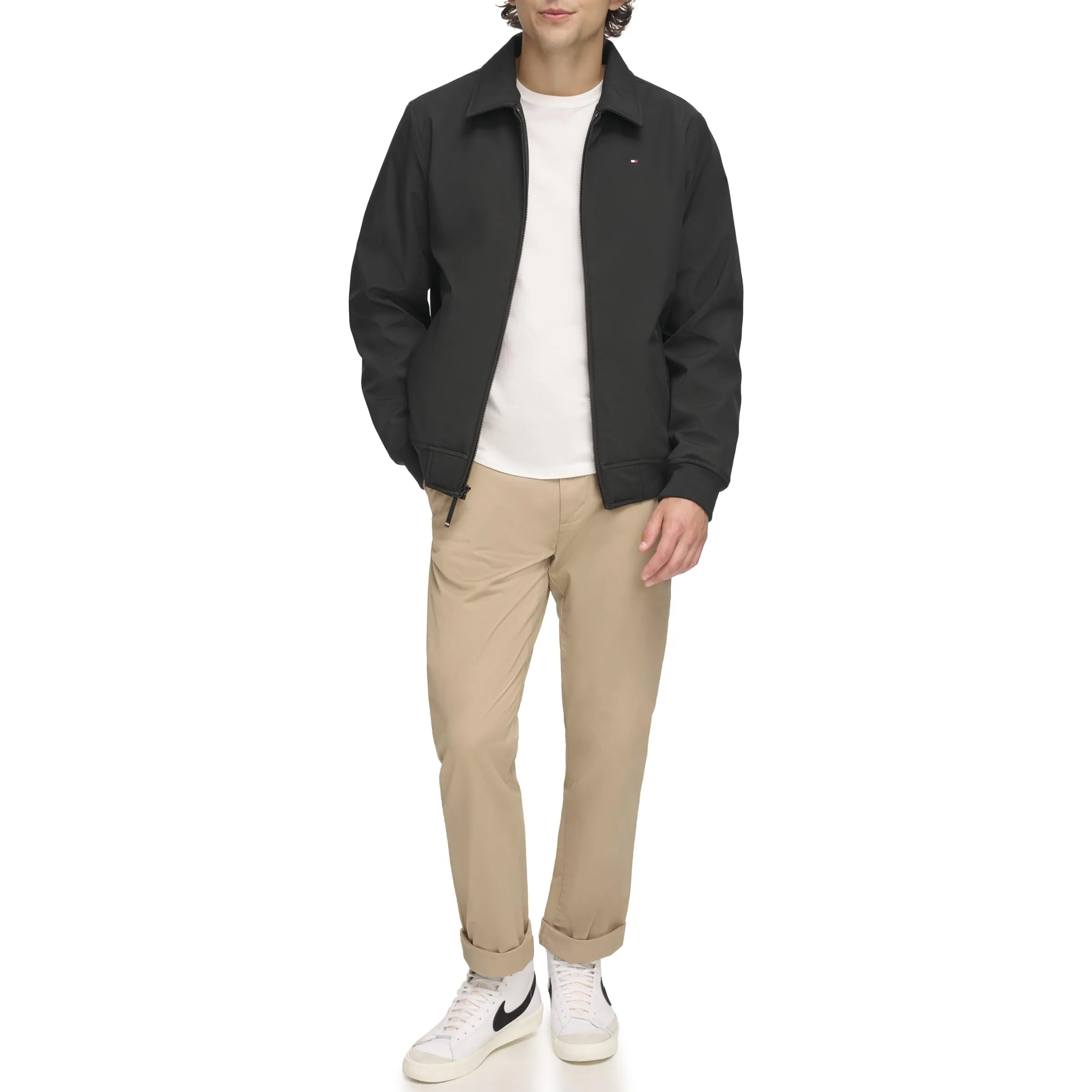 Men's Lightweight Varsity Bomber Jacket - Small, Water-Resistant, Stylish Design by Tommy Hilfiger