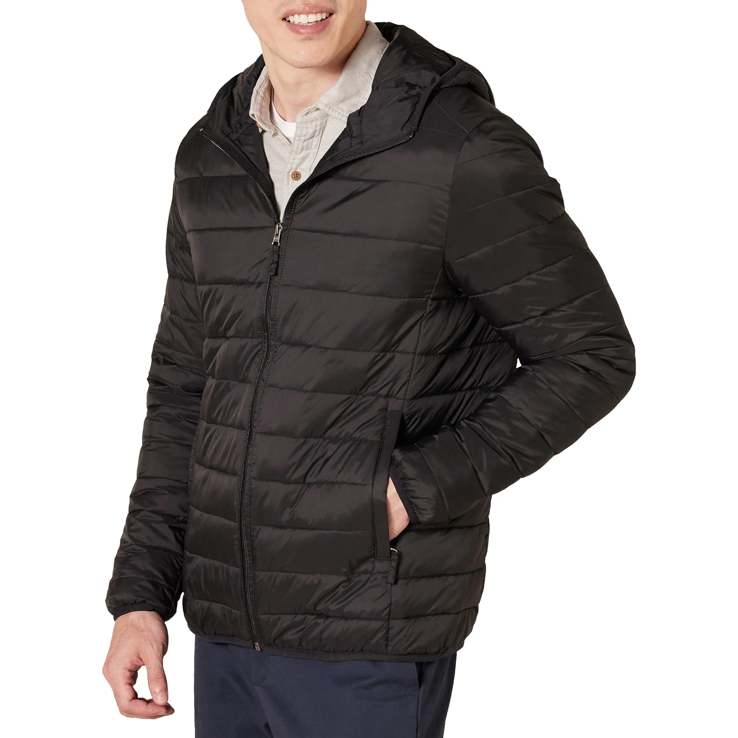 Men's Lightweight Water-Resistant Packable Hooded Puffer Jacket, XX-Large, Comfortable & Stylish