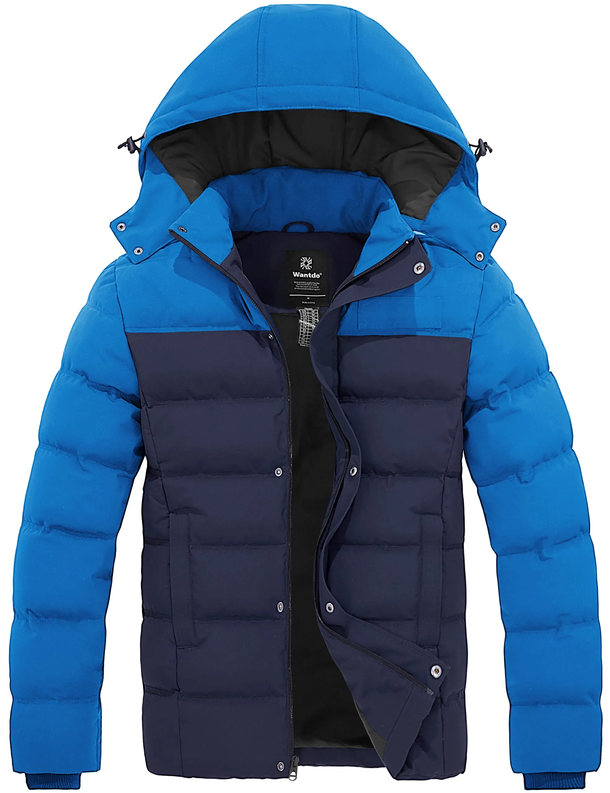 Men's Medium Hooded Winter Coat Warm Puffer Jacket Thicken Cotton with Removable Hood