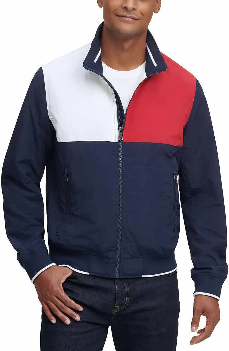 Men's Medium Lightweight Varsity Softshell Bomber Jacket by Tommy Hilfiger with Logo Detail