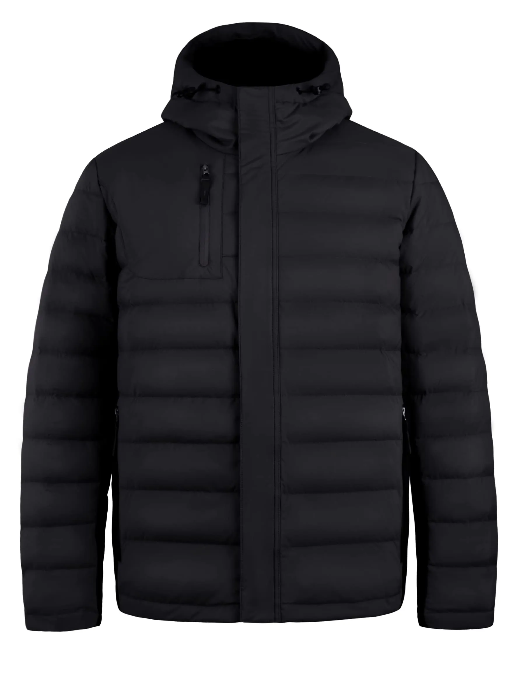 Men's Medium Puffer Jacket - Lightweight Water Resistant Hooded Insulated Winter Coat