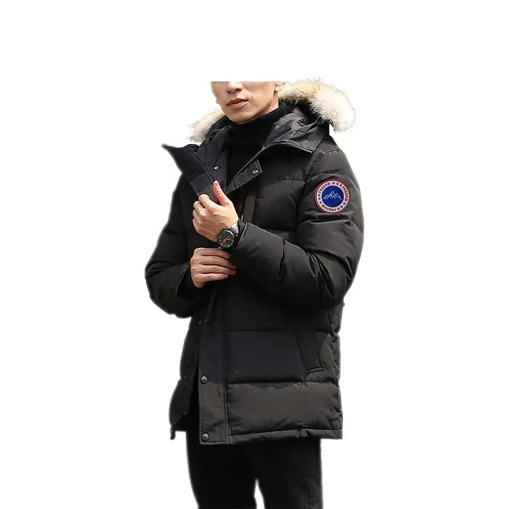 Men's Medium Winter Coat - Water-Repellent, Windproof, Fur Hooded Parka Puffer Jacket