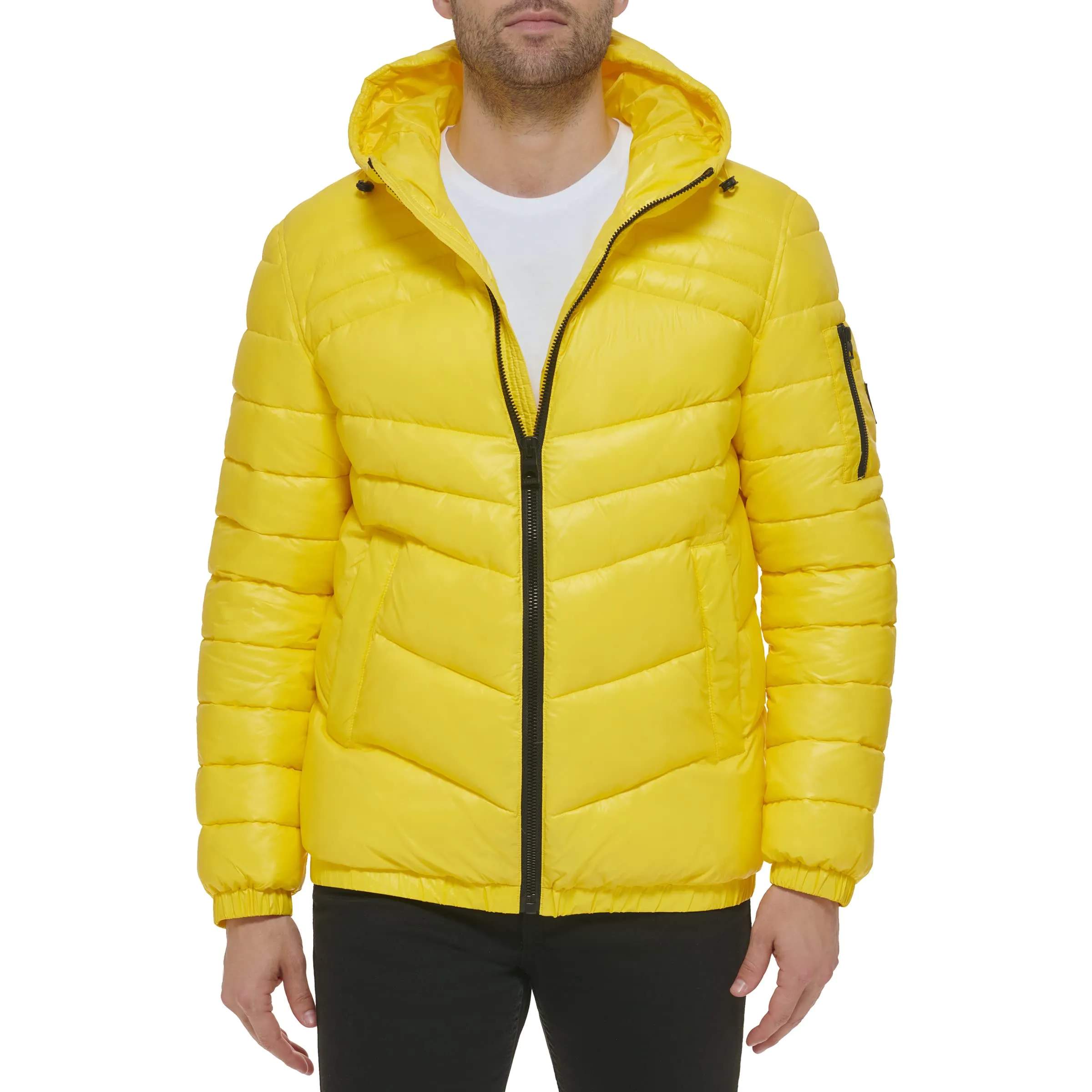 Men's Mid-Weight Puffer Jacket with Removable Hood - Small - Versatile Everyday Outerwear