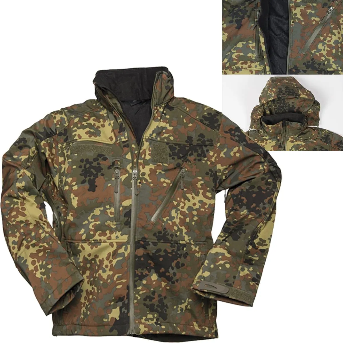 Men's Mil-Tec 3-Layer Laminate Softshell Jacket - Small, Fleece-Lined, Splash Resistant, Adjustable Hood