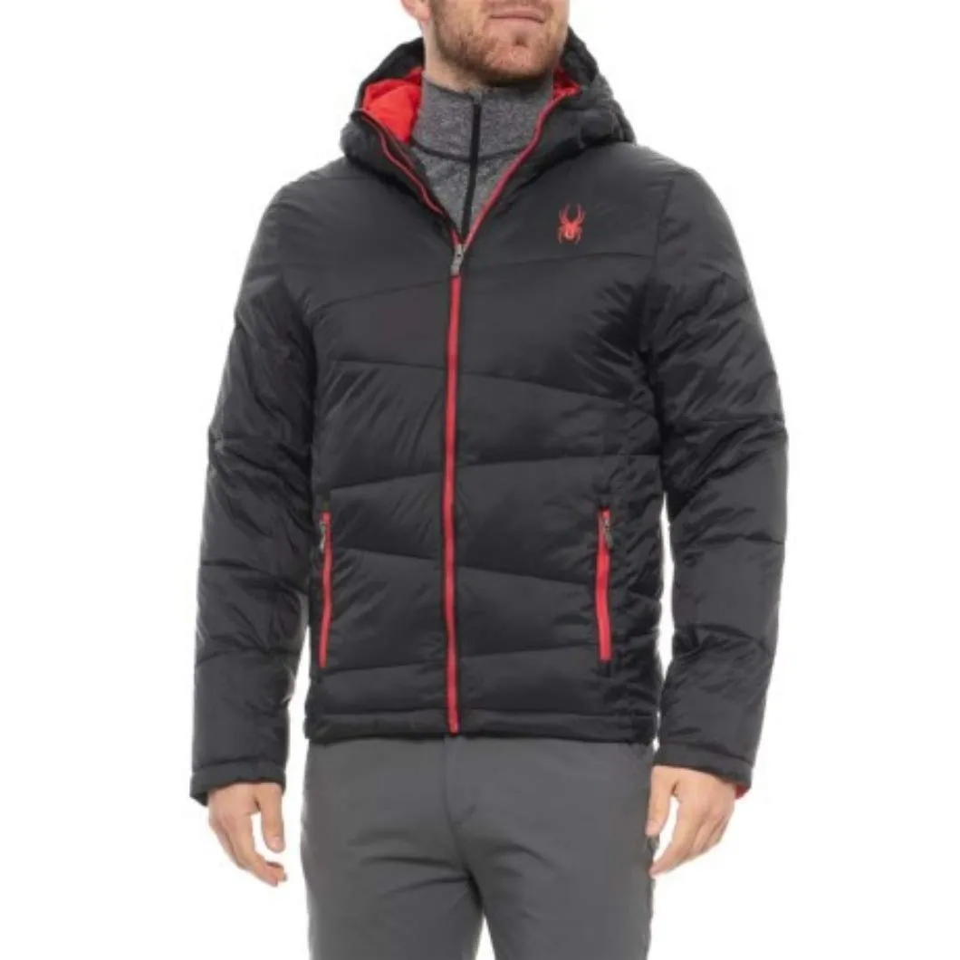 Men's Nexus Insulated Puffer Jacket - Black/Red, Medium - Warm & Water-Resistant by Spyder