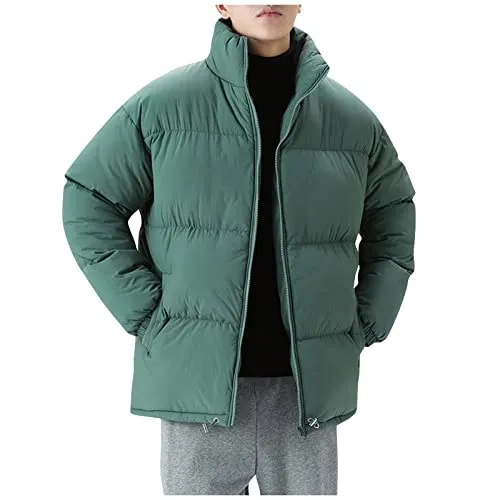 Men's Puffer Jacket - Quilted Down Alternative, Full Zip, Lightweight, Casual Coat, S-3XL