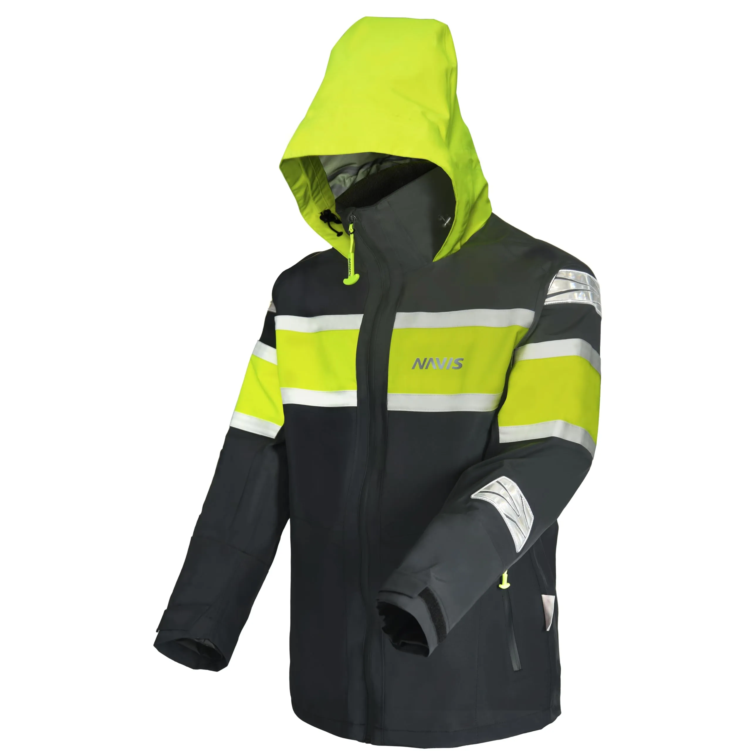 Men's Sailing Jacket Waterproof Small 3-Layer Durable with Reflective Tape by NAVIS MARINE