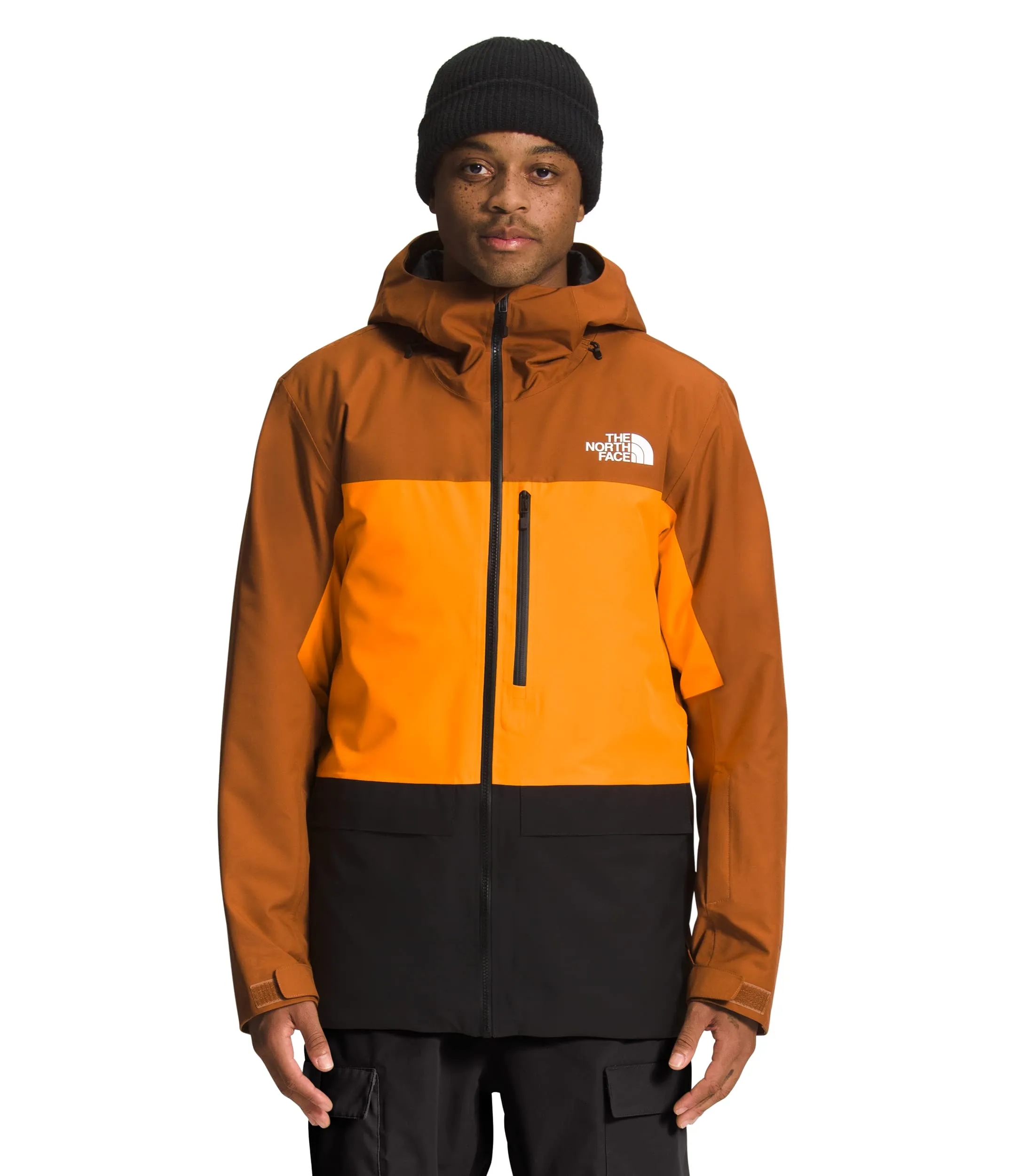 Men's Sickline Insulated Ski Jacket - Leather Brown/Cone Orange, X-Large, Waterproof, Breathable