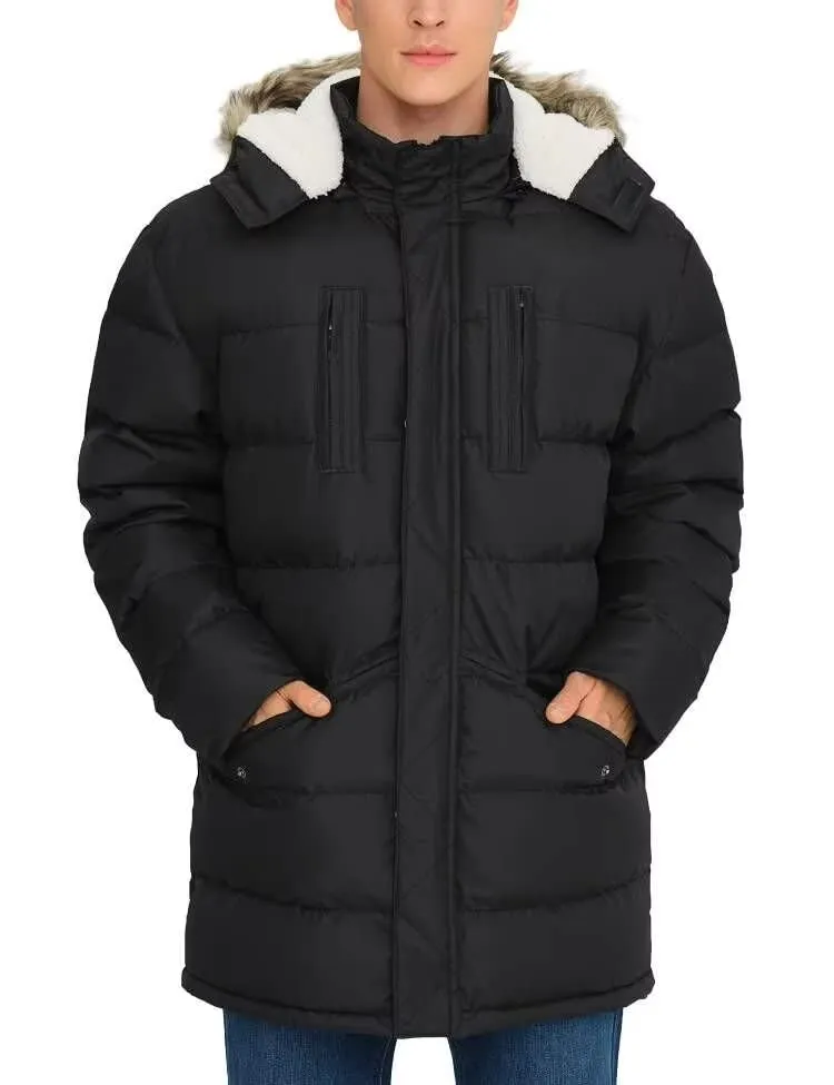 Men's Small Long Winter Coat - Warm, Water-Resistant, Insulated Hooded Windbreaker Jacket