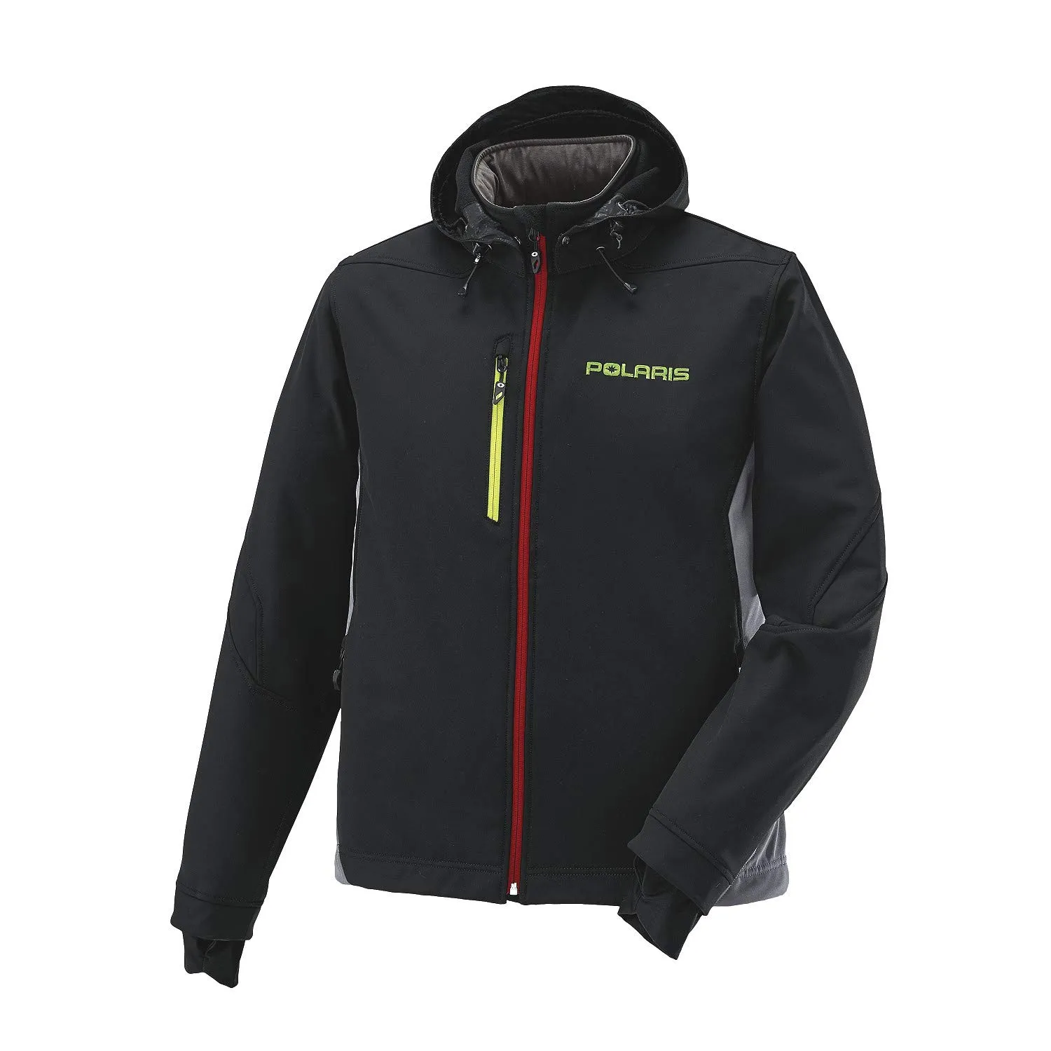 Mens Softshell Snowmobile Jacket Lightweight Fleece Black/Red/Lime - Medium