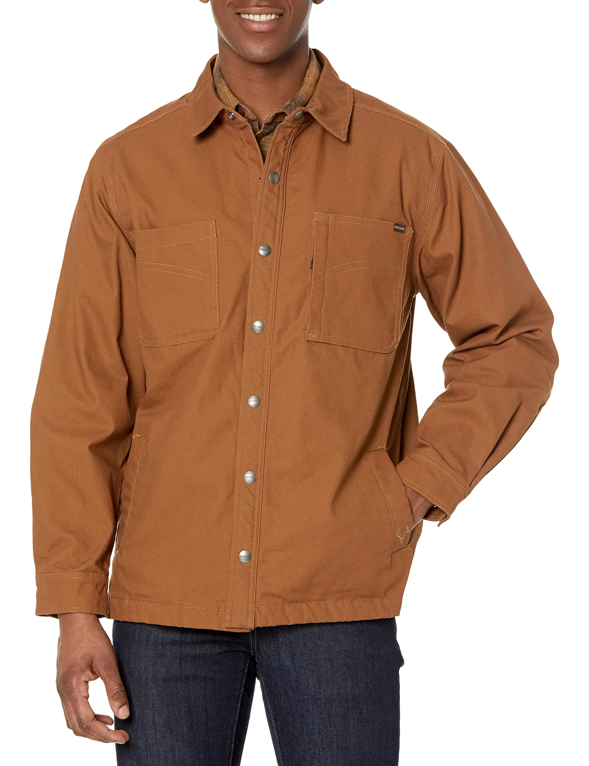 Men's Stockyards Roper Shirt Jacket in Small - Heavyweight Flannel with Diamond-Quilted Lining