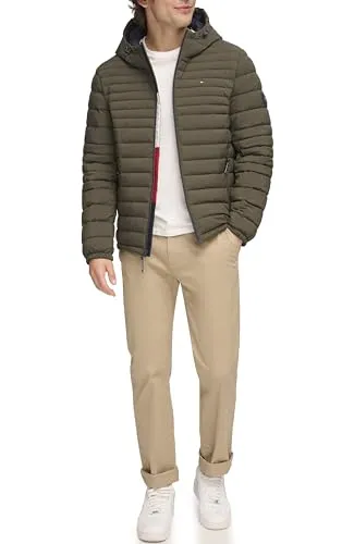 Men's Stretch Poly Hooded Packable Jacket - Small