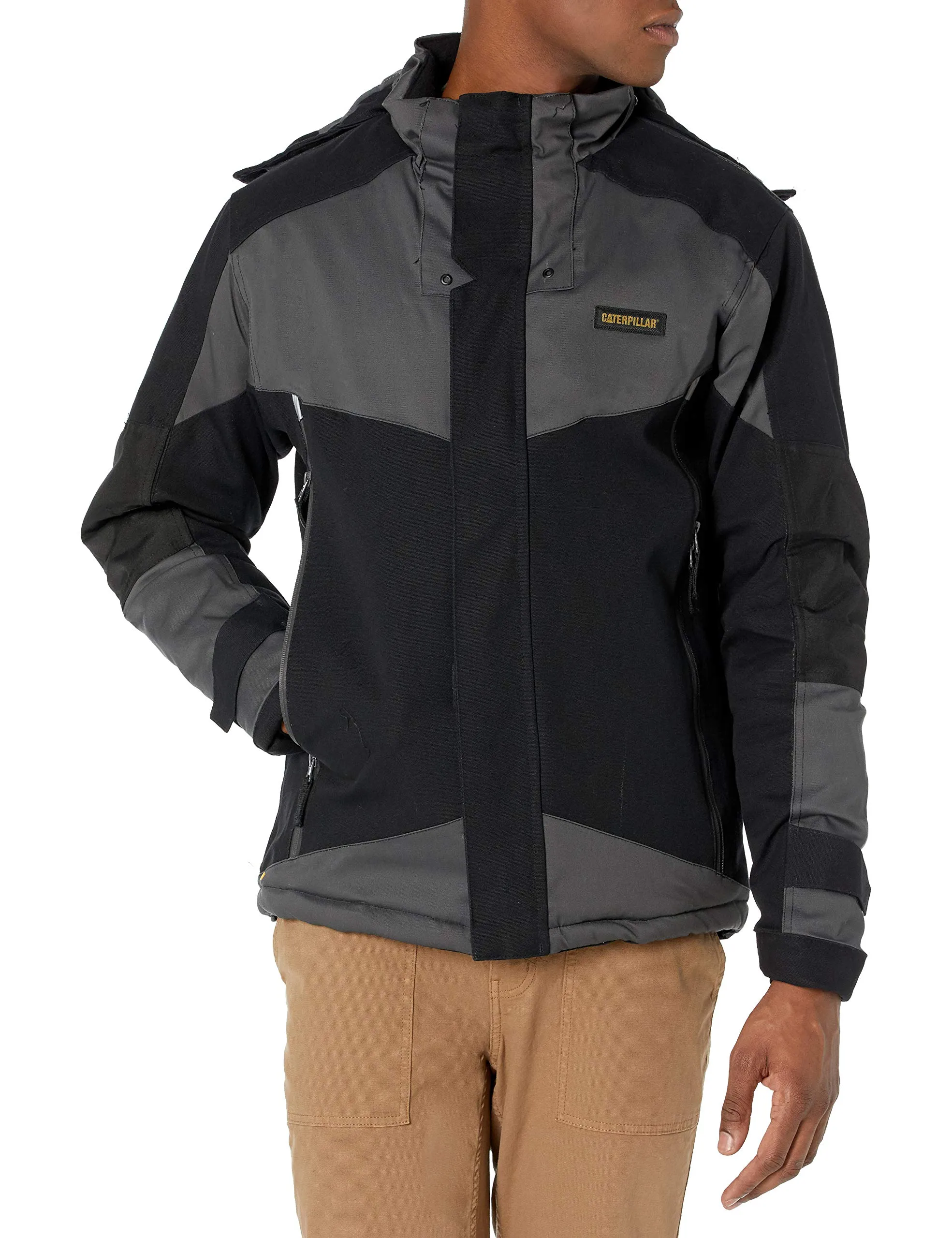 Men's Triton Insulated Jacket - Waterproof Shell, 2-Way Zipper, Removable Hood, Black, XXX-Large