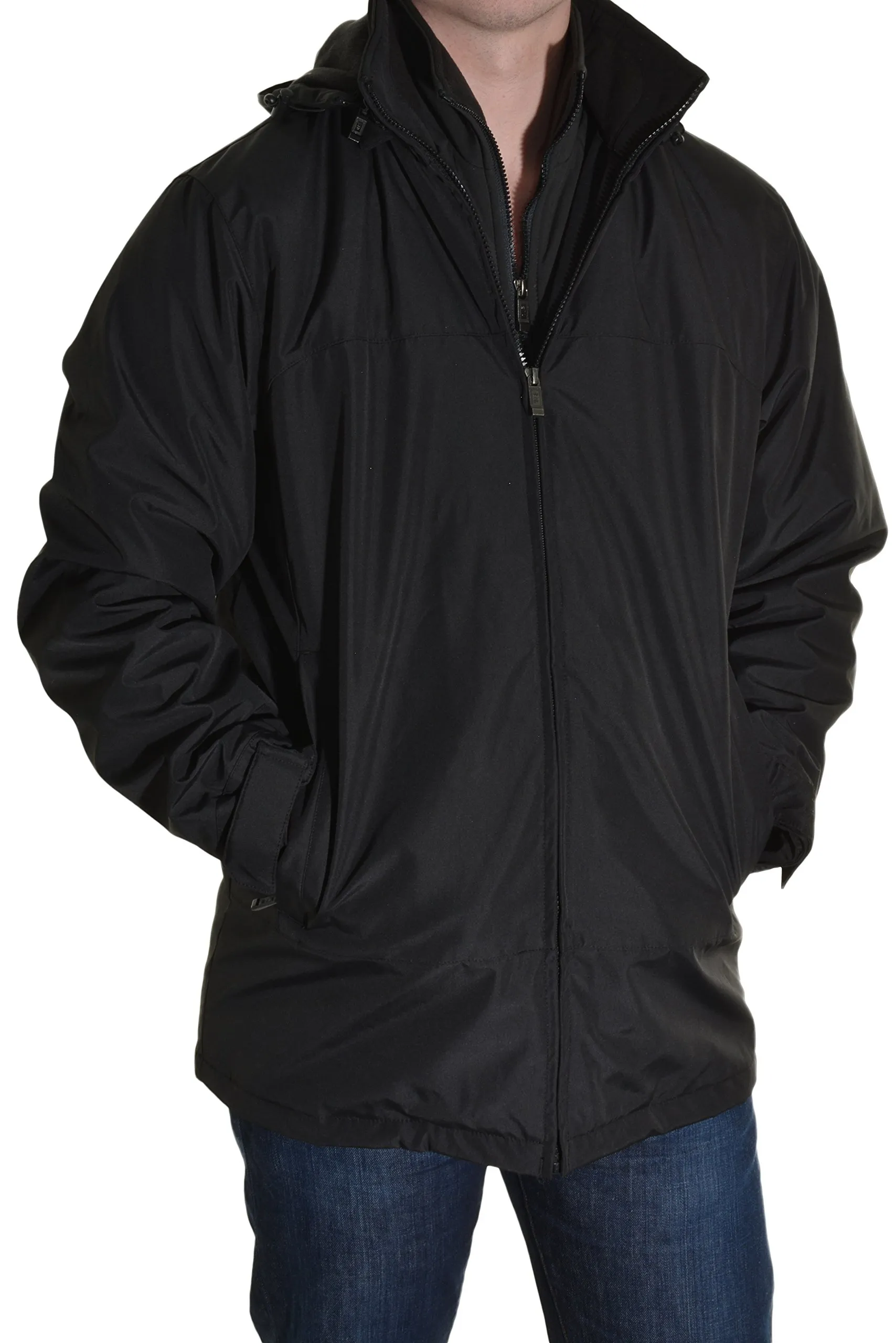 Men's Ultra Tech Jacket - Black, Medium - Water-Resistant, Zip-Out Hood, Adjustable Cuffs