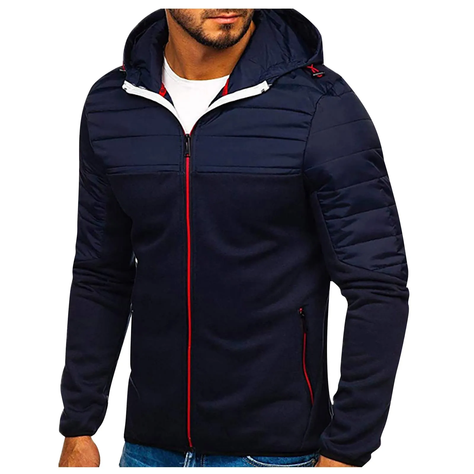 Men's Winter Jacket with Hood, Lightweight Packable Puffer Coat, XL-4XL, Durable & Warm